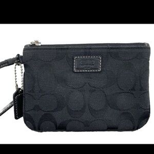 Coach Signature C Monogram Jacquard Black Canvas Wristlet